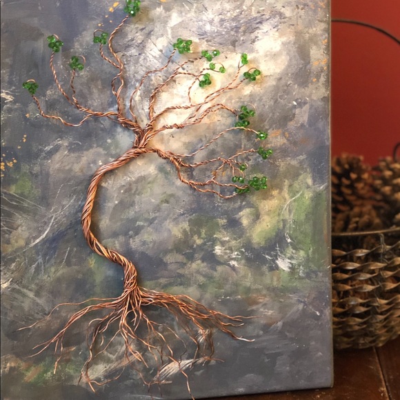 Copper Tree of Life Sculpture on Canvas - Picture 3 of 6